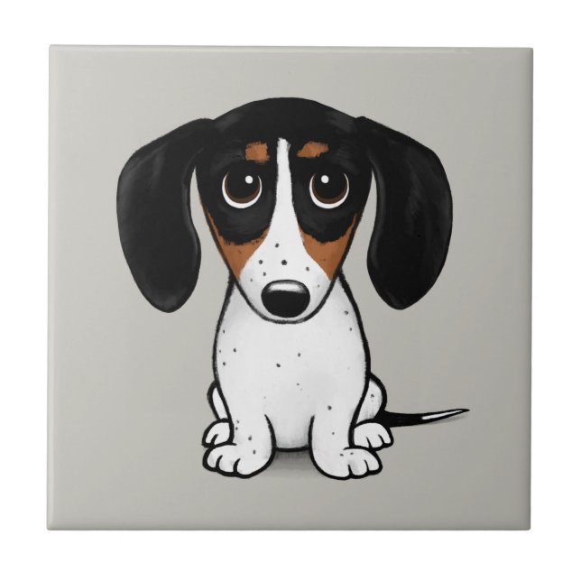 Piebald Dachshund| Azulejo cerâmico de Cães Cachor (Frente)