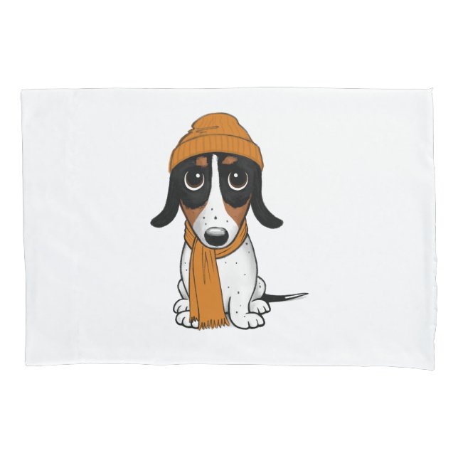 Piebald Dachshund | Cachorro de Cartoon Bonito com (Frente)
