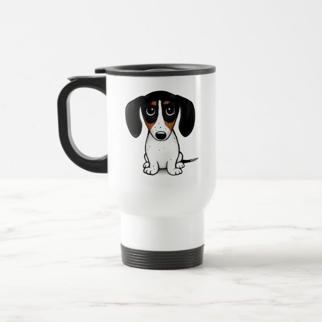 Piebald Dachshund Cute Puppy Dog Caneca de viagem (Esquerda)