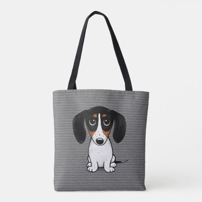 Piebald Dachshund Cute Puppy Dog Tote Bag (Verso)