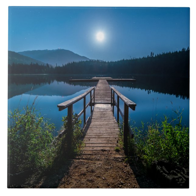 Píer à noite sob lua cheia (Frente)