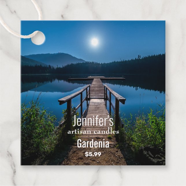 Pier à noite sob uma etiqueta de preço da lua (Frente)