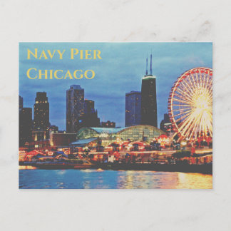 Pier de marinho _à noite Cartão Postal de Chicago