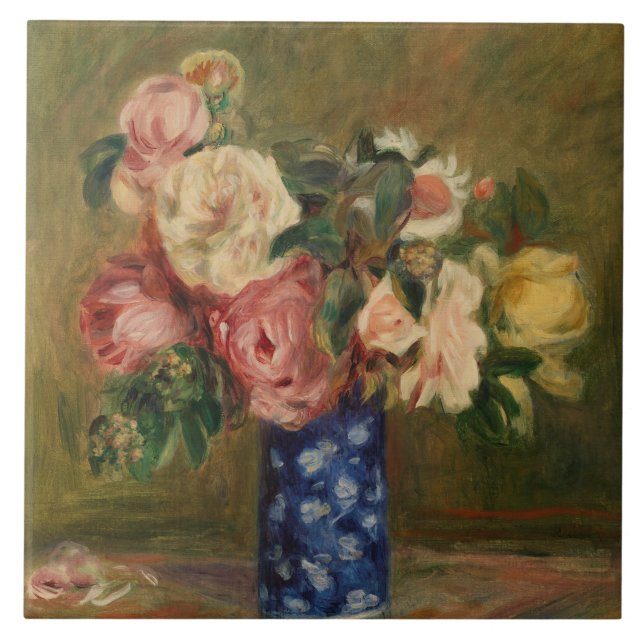 Pierre Auguste Renoir Buquê Azul Rosa de Rosas (Frente)