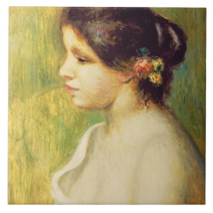 Pierre uma jovem mulher de Renoir com as flores