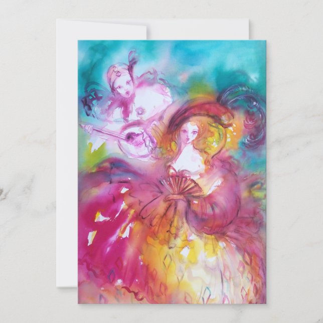 PIERROT E ARLECCHINA Venetian Carnaval, (Frente)