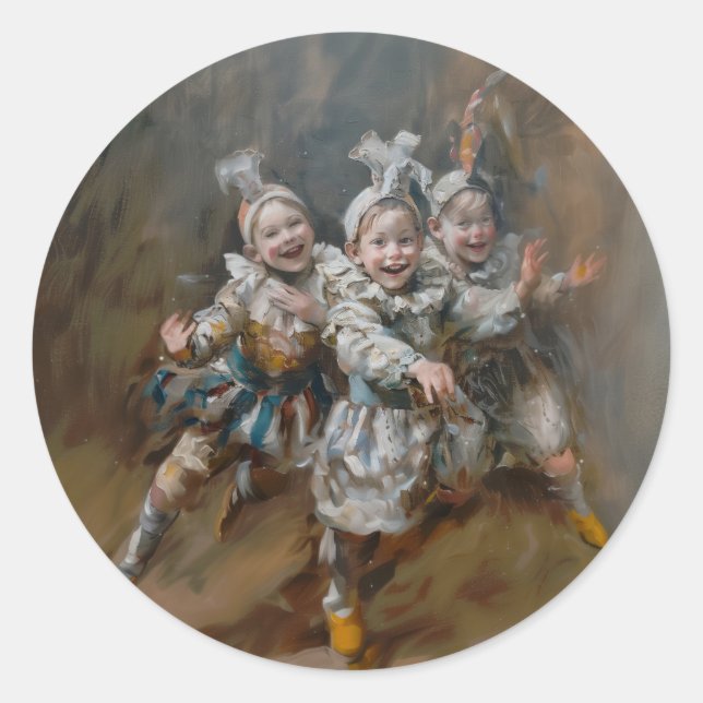 Pierrots - Adesivos redondos para artigos de papel (Frente)