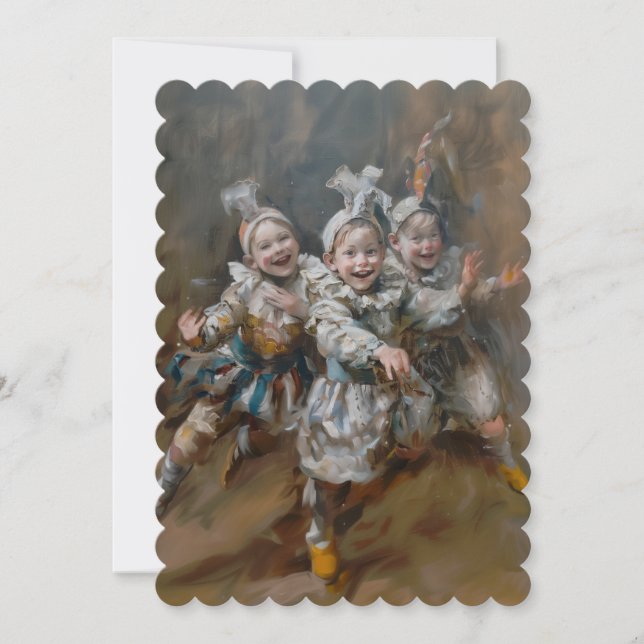 Pierrots - Convite tamanho: 12,7 cm x 17,8 cm (Frente)