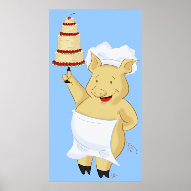 Pig Baker Segurando Poster (Frente)