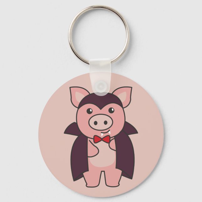 Pig Halloween Cute Devil Vampire Costume Chaveiro (Frente)
