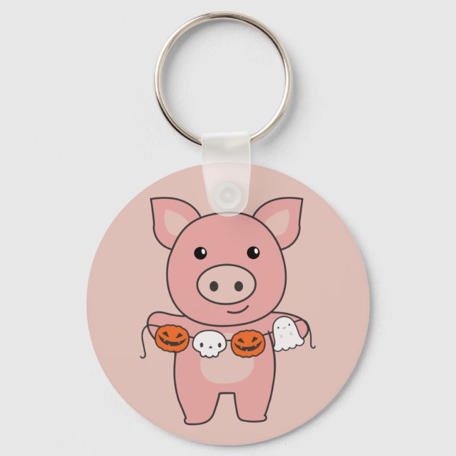 Pig Happy Halloween Pumpkin Bat Chaveiro (Frente)