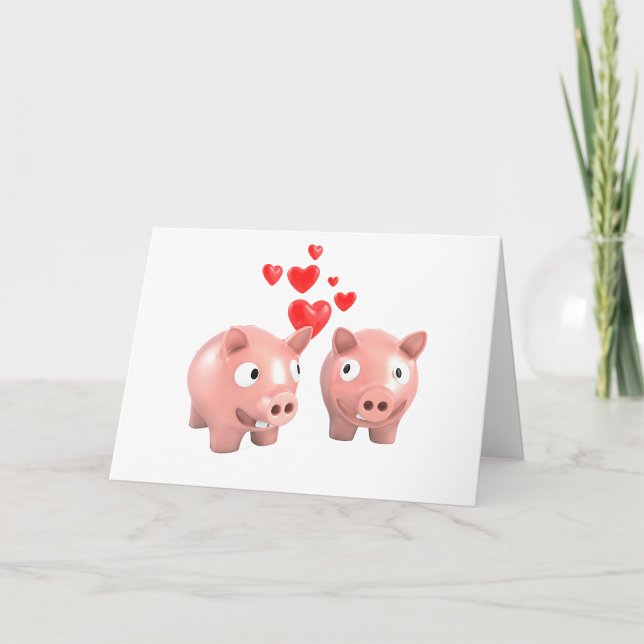 Piggy Banks No Amor Com Cartões De Saudação (Criador carregado)