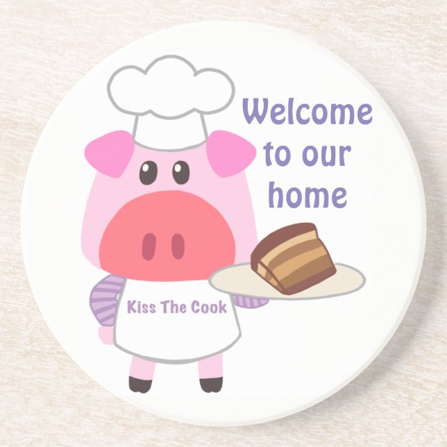 Piggy Chef Sandstone Drink Porta copos (Frente)