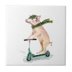Piggy em um patinete