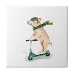 Piggy em um patinete