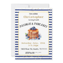 Pijamas e Panquecas - Convite de Aniversário