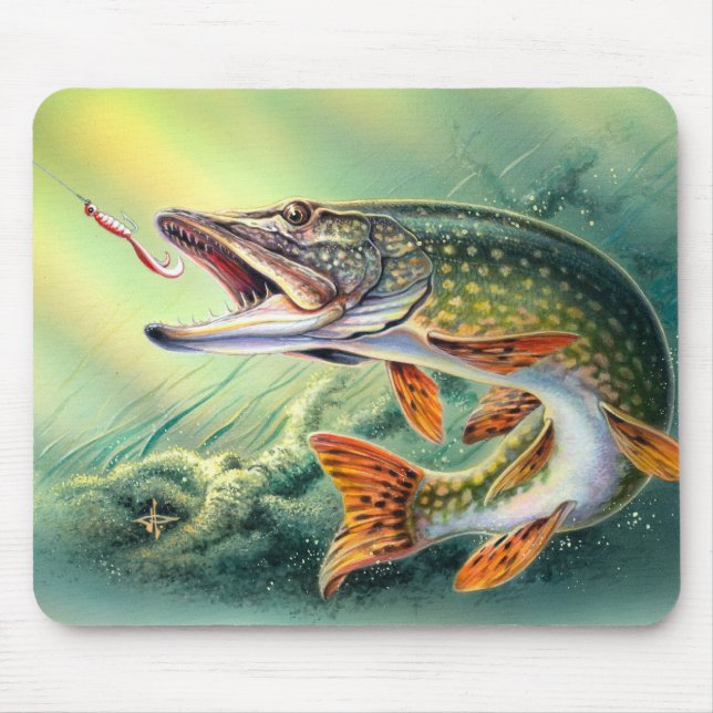 Pike que pesca Mousepad (Frente)