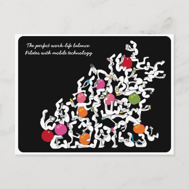 Pilates + cartão postal de tecnologia de mão, pret (Frente)