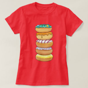 🍩Pilha de Donut Doce Camiseta Básica Feminina