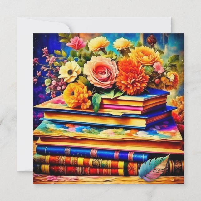 Pilha de Livros Antigos e Flores (Frente)
