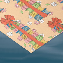 Pilha de livros com papel traçado retrô padrão do