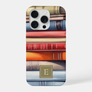 Pilha de Livros de Aquarela Vintage com Monograma