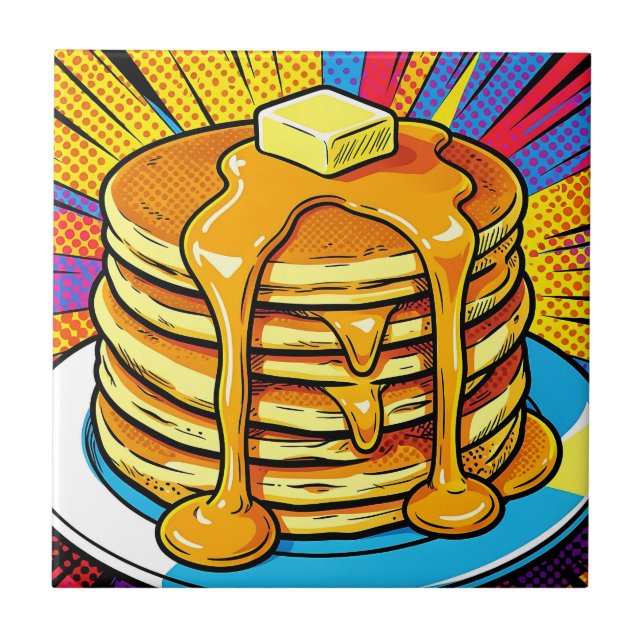 Pilha de Panqueca Pop Art com Xarope (Frente)
