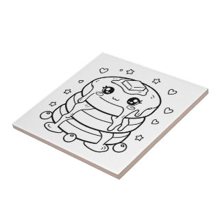 Pilha de panquecas kawaii para colorir
