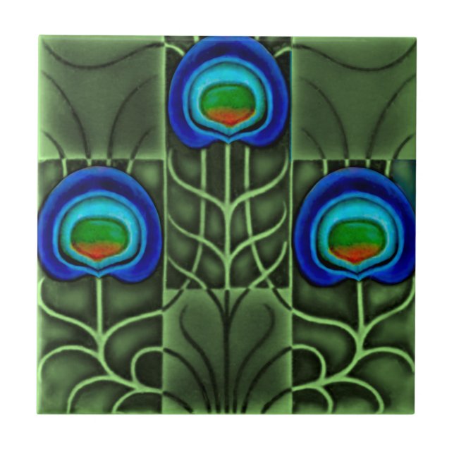 Pilkington Lewis Day Peacock Feather C1900 Repro (Frente)