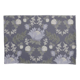 Pillow com padrão botânico em tom azul estilo vint