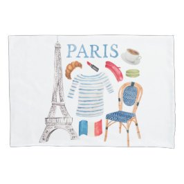 Pillowcase de doodles de aquarela francesa em Pari
