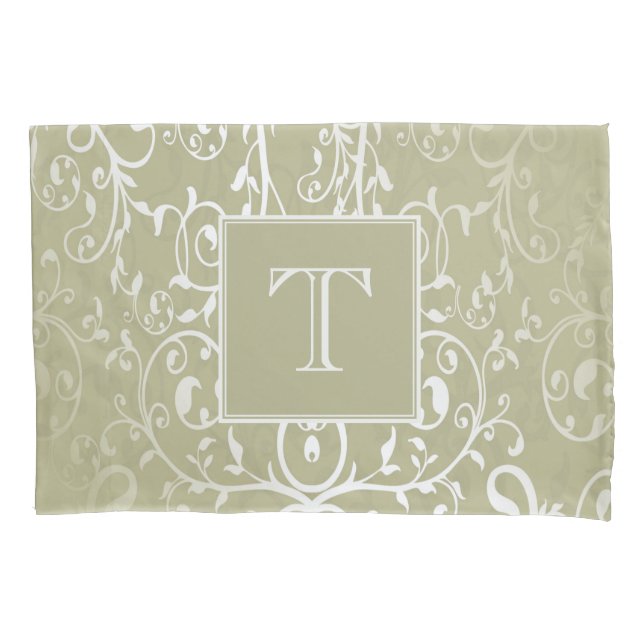 Pillowcase de Monograma Amarelo Elegante (Frente)