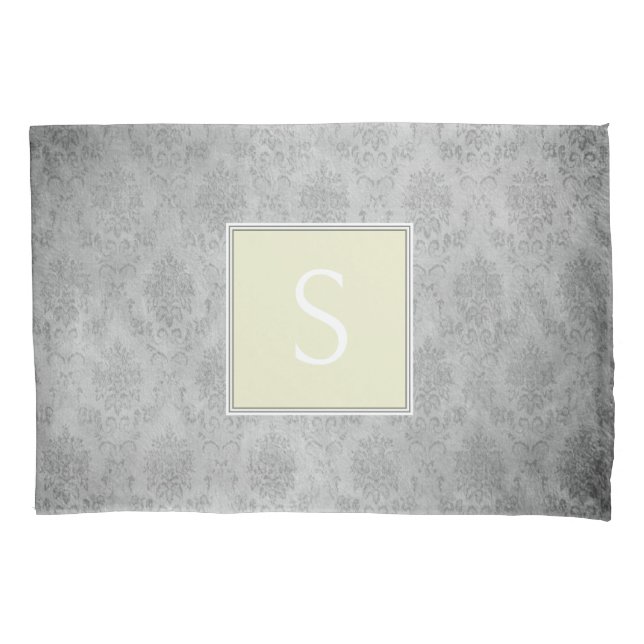 Pillowcase de monograma de pinagem amarela (Frente)