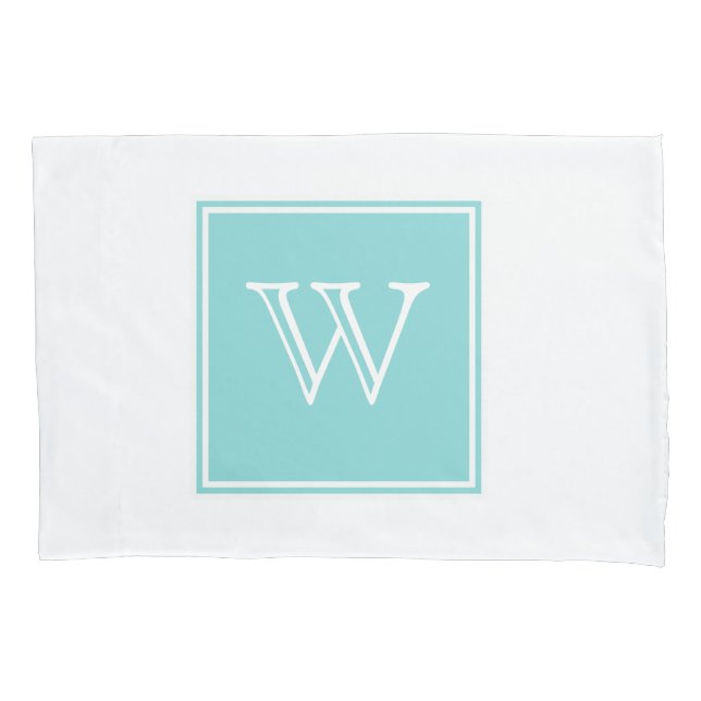 Pillowcase de Monograma de Turquoise Square (Frente)