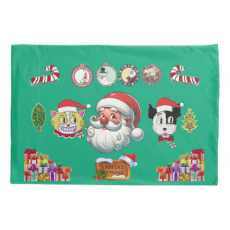 Pillowcase de Natal com Papais noeis, Jerry e Rex