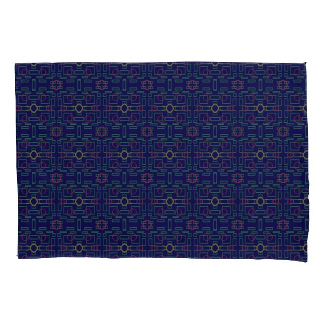 Pillowcase de ovais amarelos geométricos azuis (Frente)