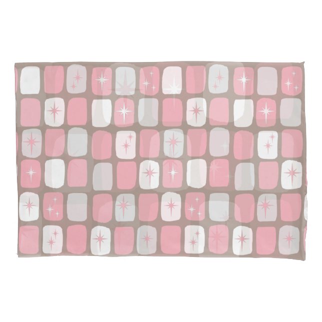 Pillowcase de Starbursts Rosa Retro (Frente)
