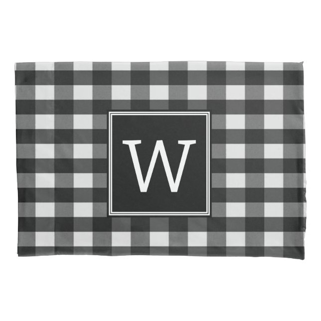 Pillowcase de Xadrez de Buffalo Preto (Frente)