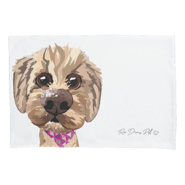 Pillowcase personalizável de "Juno" Goldendoodle (Frente)