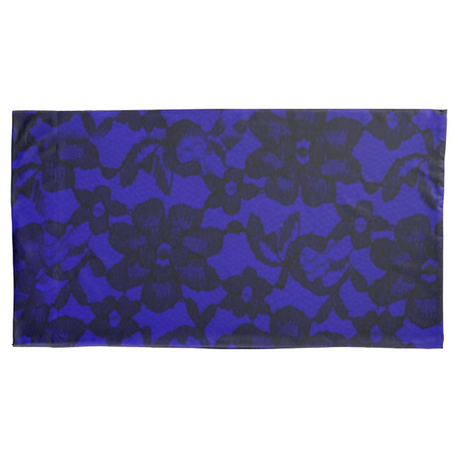 Pillowcase Real Blue Floral Black Lace (Frente)