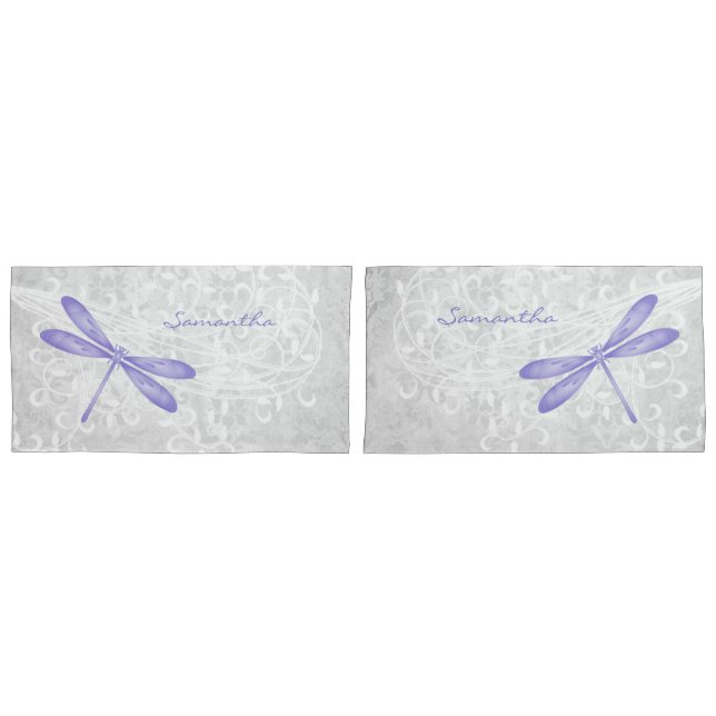 Pillowcases Personalizados de Dragonfly Roxo (Frente - conjunto)