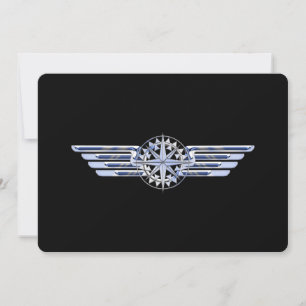 Piloto de avião Chrome Like Wings Compass em preto