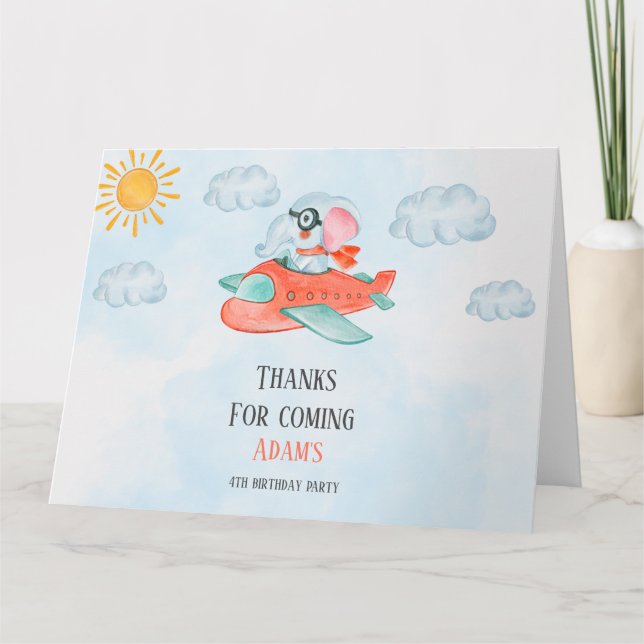 Piloto de elefante Cartões de agradecimentos dobra (Frente)