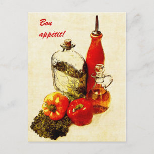 pimenta e óleos e cartão postal de apetite