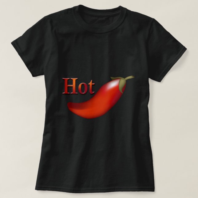 Pimenta-Quente-Pimenta-Quente Senhoras Camiseta Pr (Frente do Design)