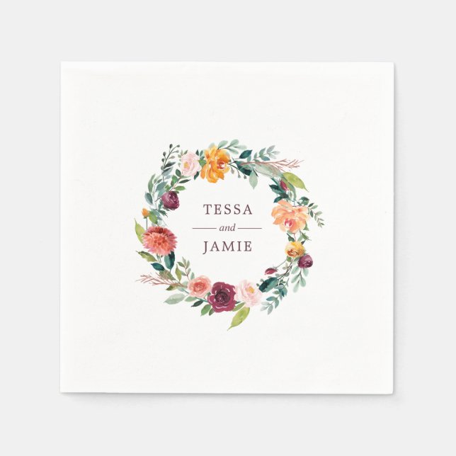 Pimentão Borgonha Flora Guardanapo Personalizado (Frente)