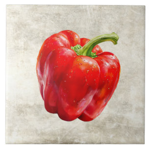 Pimentão Vermelho Aquarela Textura Falsa