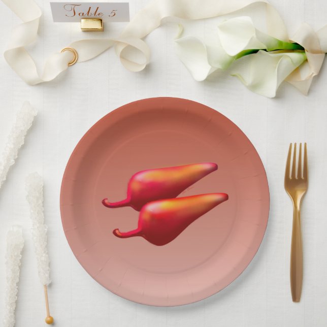 Pimentos vermelhos pratos de papel grandes (Casamento)