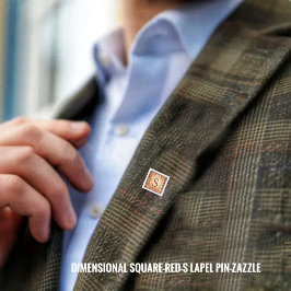 Pin De Lapela Prateado Quadrado Dimensional-Vermelho-S