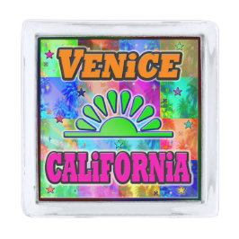 Pin De Lapela Prateado Venice Sun e Palms Lapp Pin